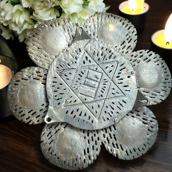 Vtg. MCM K’arah Brutalist Brass Seder Plate Passover Hen Holon Israel Marked - Picture 10 of 16